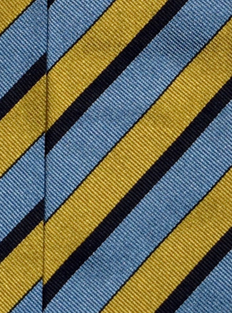 STRIPED yellow/turquoise/navy silk tie
