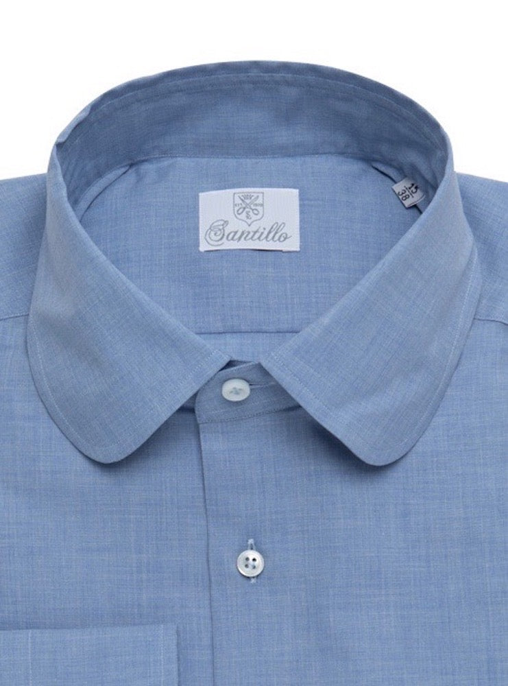 SOLFERINO melange blue cotton shirt