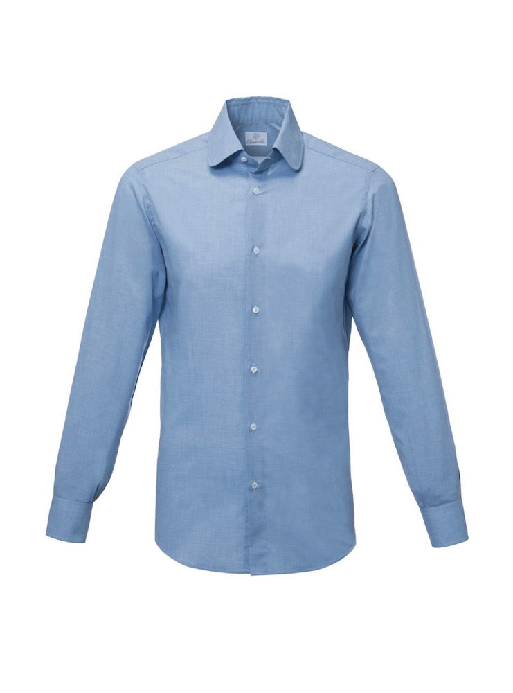 SOLFERINO melange blue cotton shirt