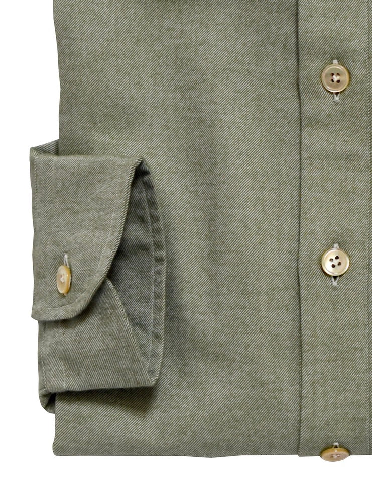 STILARO sage flannel radici patrimonio1970 half-placket shirt