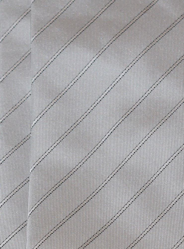 STRIPED pale grey silk tie