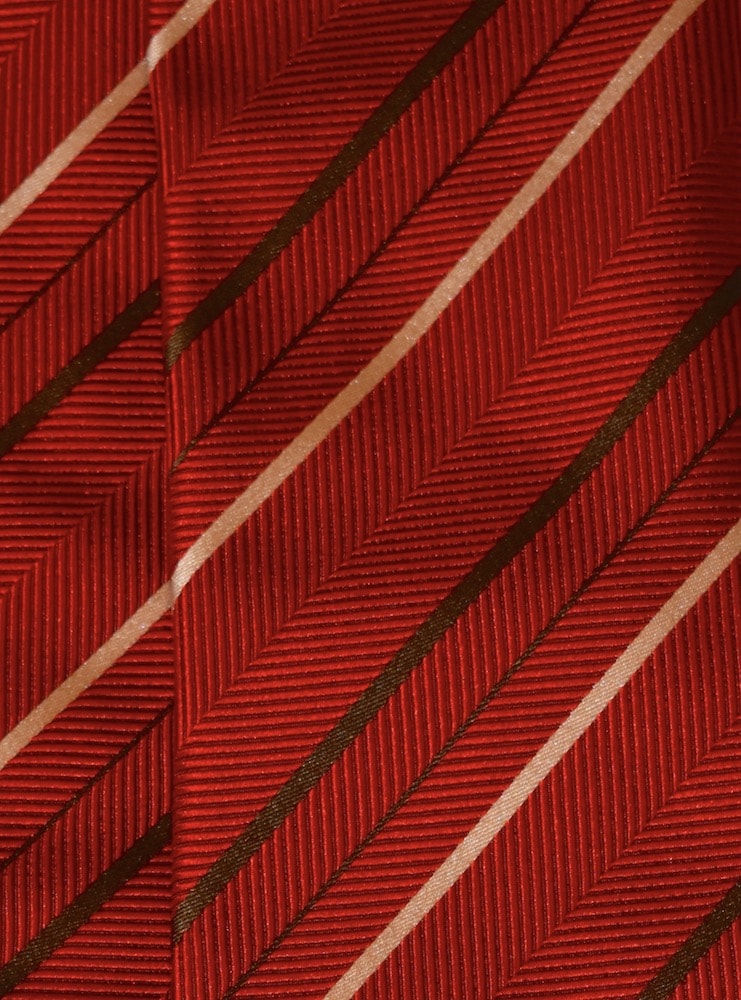 STRIPED red/bronze/burgundy herringbone woven silk tie (Copia)